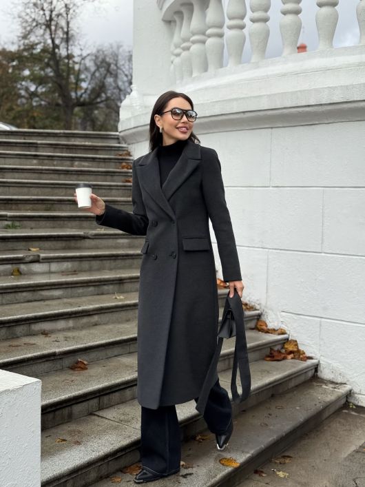 Пальто из шерсти, графитовый