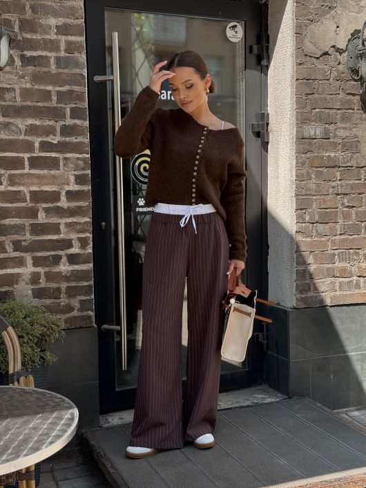 Джемпер на пуговицах, шоколадный