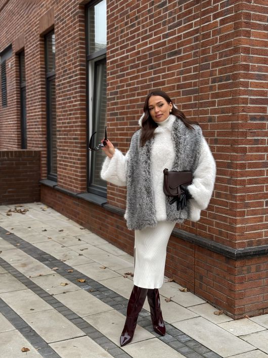 Шарф из экомеха, серый