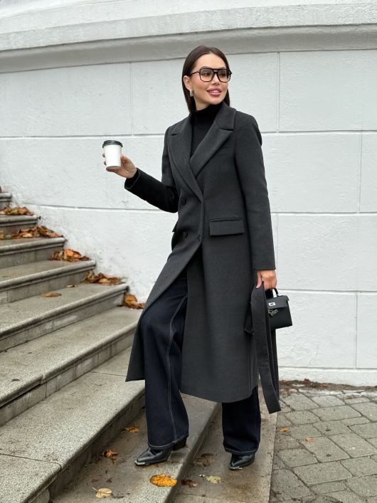 Пальто из шерсти, графитовый