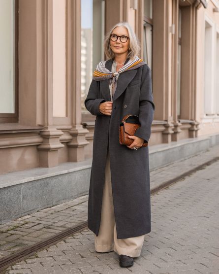 Пальто из шерсти в длине макси, графитовый