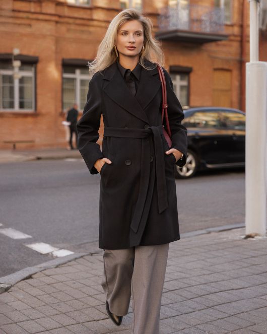 Пальто из шерсти, черный