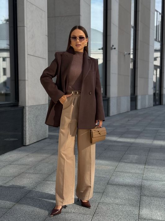 Полупальто из шерсти, шоколадный