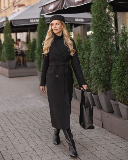 Пальто из шерсти, черный