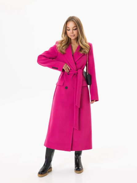 Пальто из шерсти, розовый
