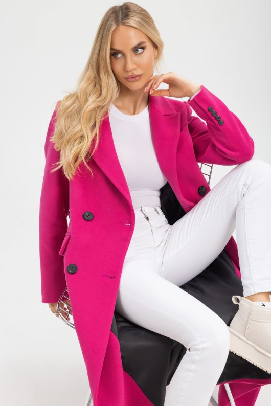 Пальто из шерсти, розовый