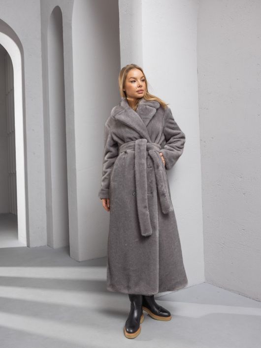 Шубка "волк" со шлицами, графитовый