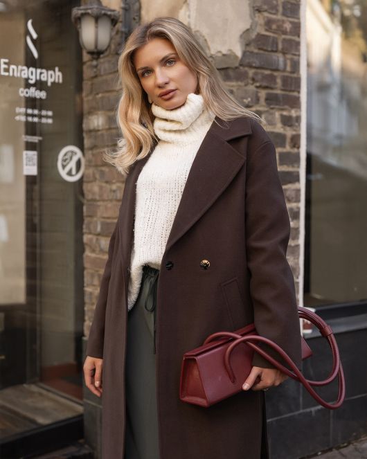 Пальто-халат, шоколадный