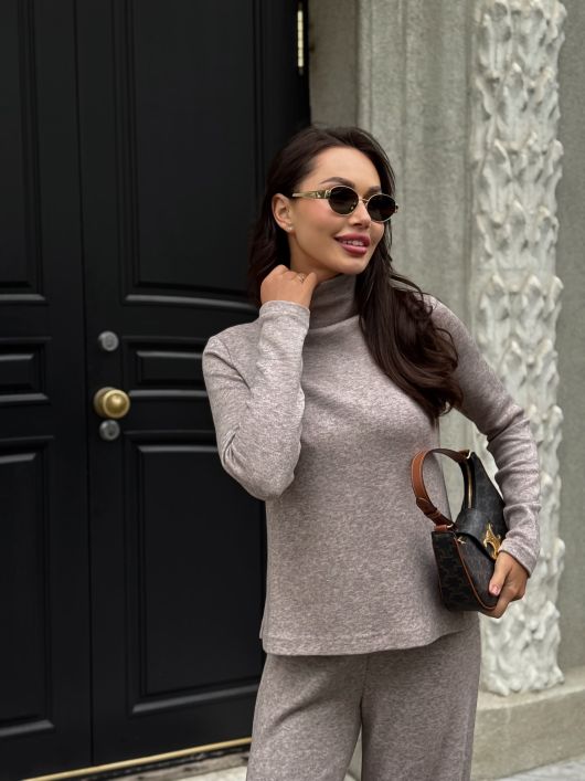 Брюки-палаццо из ангоры, песочный