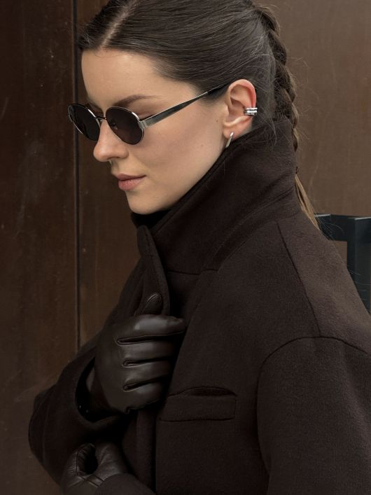 Пальто из шерсти в длине макси, шоколадный