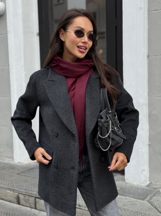 Полупальто из шерсти альпаки, графитовый