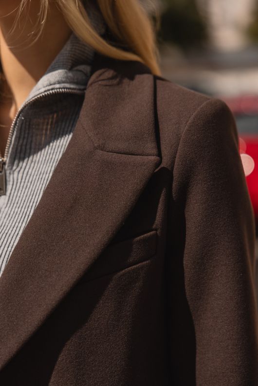 Пальто из шерсти в длине макси, шоколадный