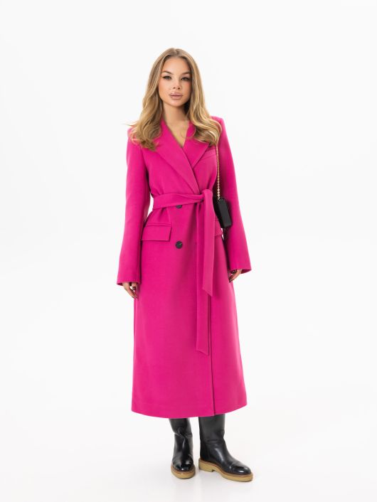 Пальто из шерсти, розовый