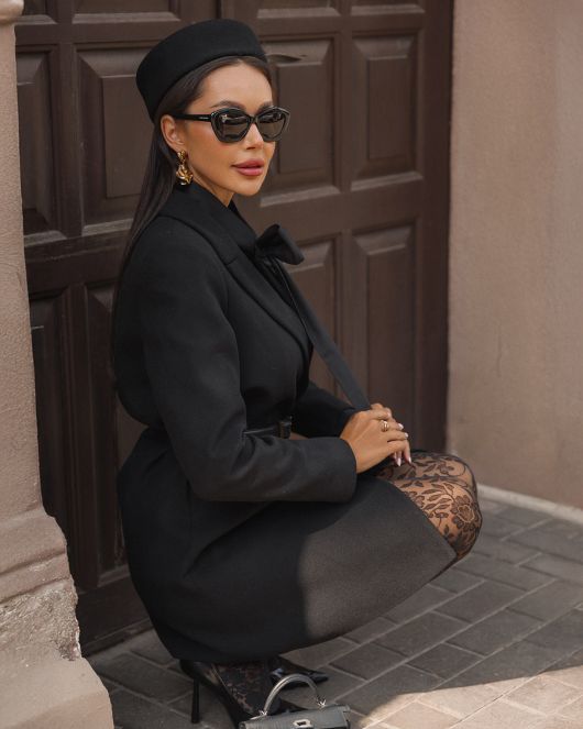 Пальто из шерсти, черный