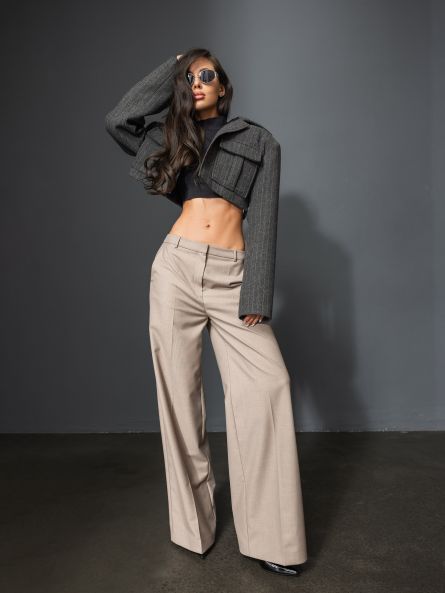 Брюки-палаццо со стрелками, песочный