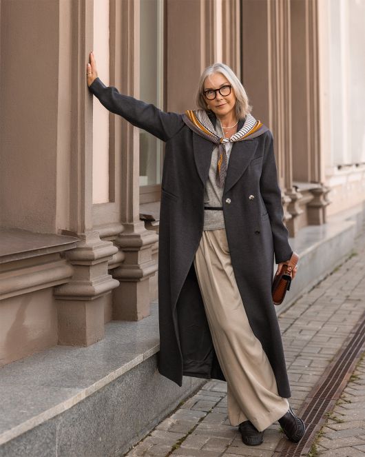 Пальто из шерсти в длине макси, графитовый